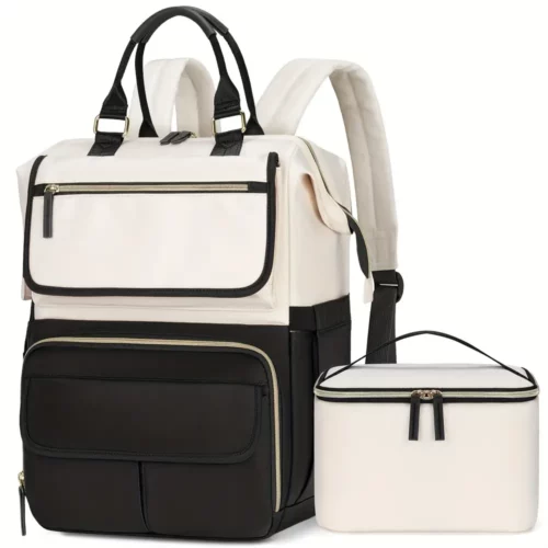 Sac à dos ordinateur femme léger avec poche isotherme – design moderne noir
