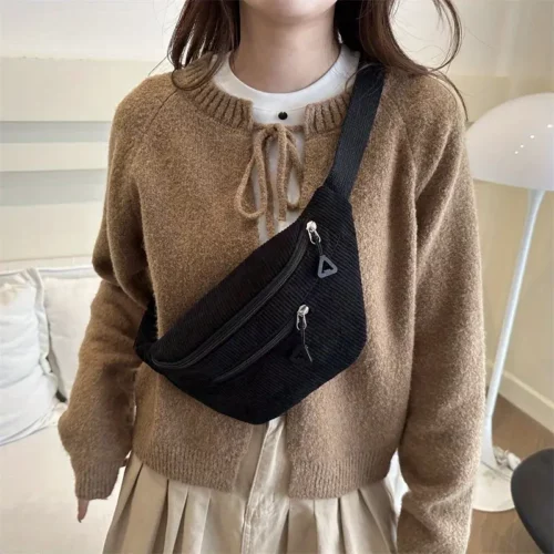 Sac banane femme en velours côtelé – léger et grande capacité