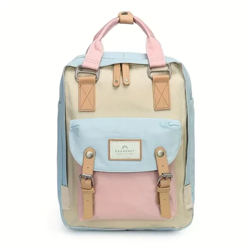 Sac à dos léger multicolore style macaron – sacoche urbaine femme unisexe