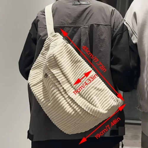 Sac banane femme en velours côtelé – bandoulière tendance grande capacité