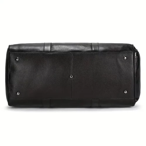 Sac de voyage en cuir véritable avec compartiment chaussures – noir imperméable