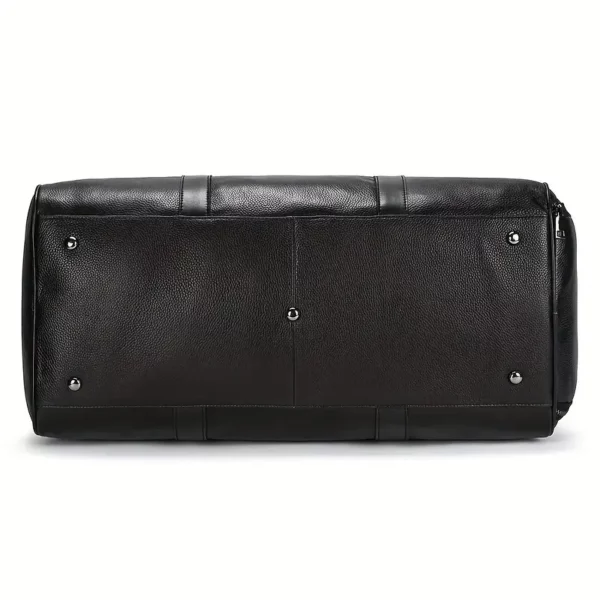 Sac de voyage en cuir véritable avec compartiment chaussures – noir imperméable