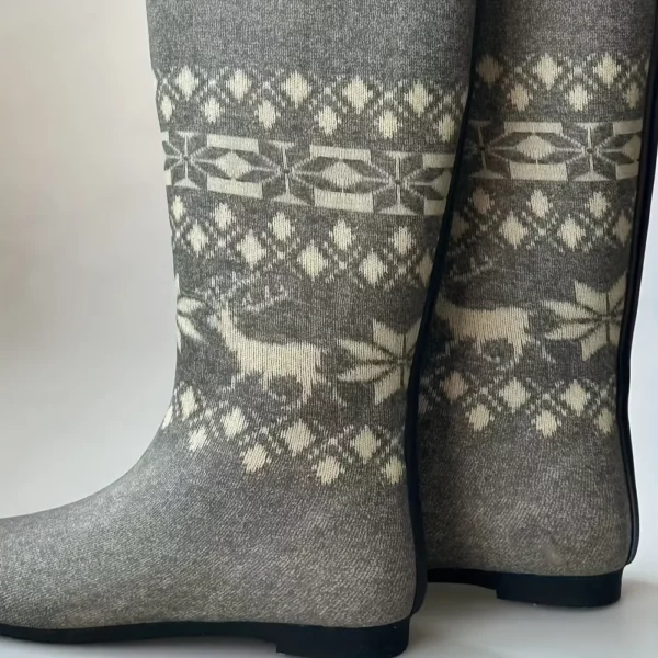 Bottes de pluie femme en caoutchouc avec motif cerf – semelle antidérapante