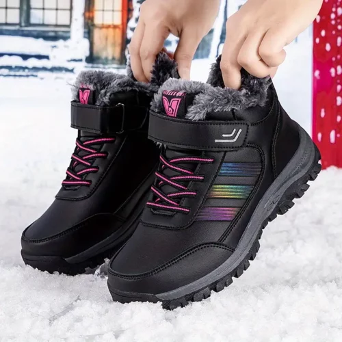 Bottes de neige femme fourrées imperméables – chaussures d’hiver chaudes antidérapantes