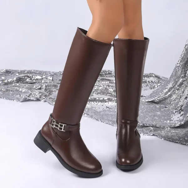 Bottes cavalières femme en cuir – talon moyen, style élégant et intemporel