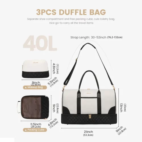 Sac week-end femme 3 pièces – ensemble de voyage élégant et multifonctionnel