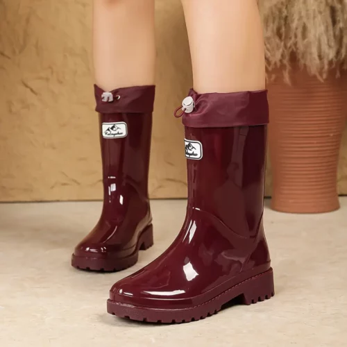 Bottes de pluie femme mi-mollet en PVC antidérapantes au design chic durable