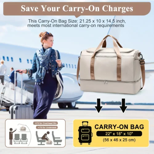 Sac de voyage femme avec compartiment chaussures – design chic et pratique