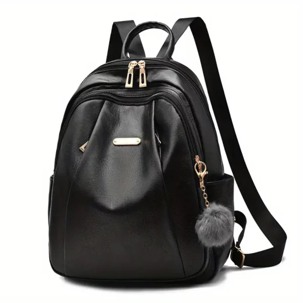 Sac à dos femme léger et élégant – polyester résistant avec pompon déco