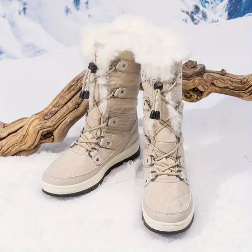 Bottes de neige femme fourrées imperméables – style hivernal chaud et confort