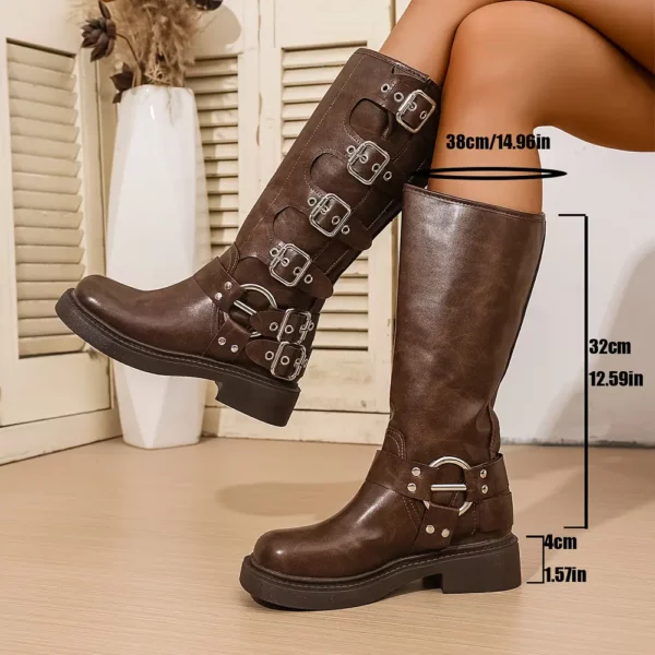 Bottes femme à plateforme avec boucle décorative et sangles croisées élégantes