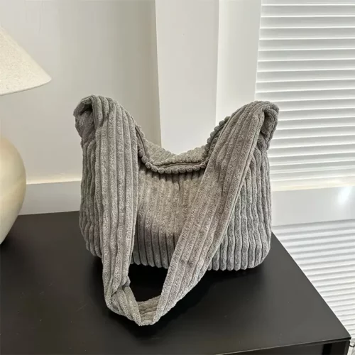 Sac bandoulière en velours côtelé pour femme – design élégant avec zip sécurisé
