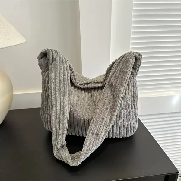 Sac bandoulière en velours côtelé pour femme – design élégant avec zip sécurisé