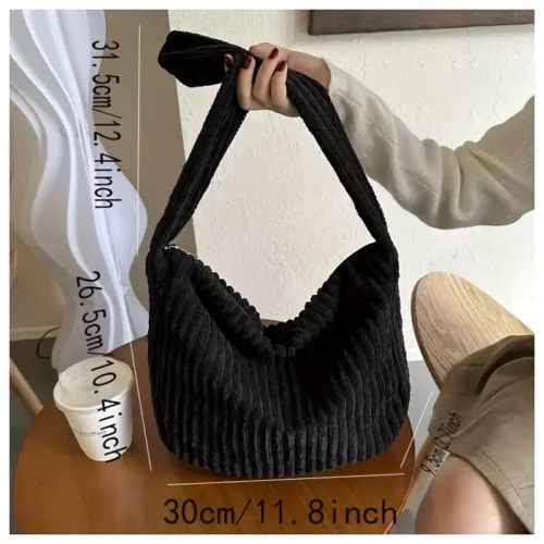 Sac bandoulière en velours côtelé pour femme – design élégant avec zip sécurisé