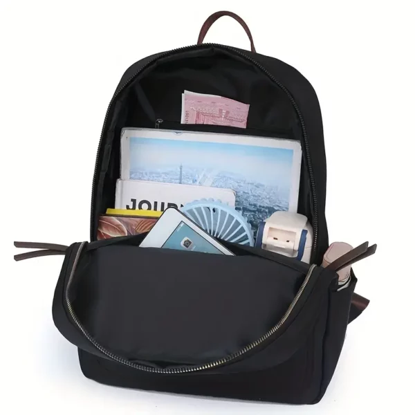 Sac à dos femme nylon léger avec poches zippées – style urbain sécurisé