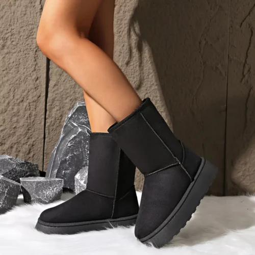 Bottes d'hiver femme doublées chaudes – confort pied, semelle antidérapante