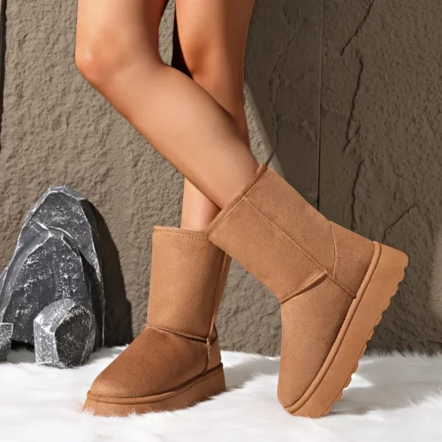 Bottes d'hiver femme doublées chaudes – confort pied, semelle antidérapante