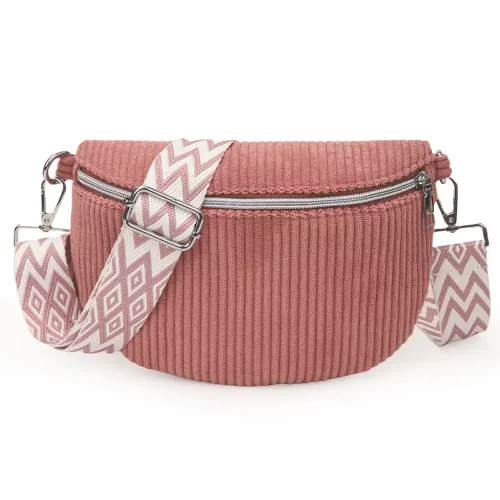 Sac banane en velours côtelé pour femme – style unisexe avec sangle réglable