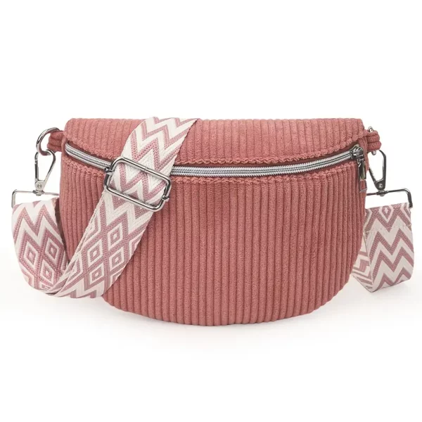Sac banane en velours côtelé pour femme – style unisexe avec sangle réglable