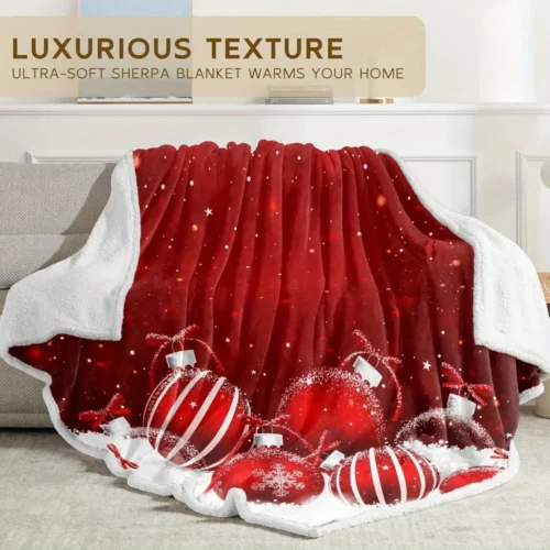 Plaid de Noël doux et confortable – couverture polaire à motif festif chaleureux