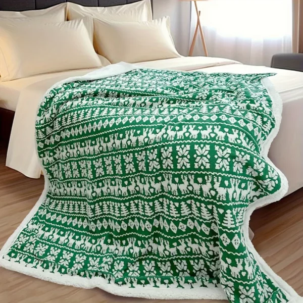 Plaid de Noël doux double couche – couverture cocooning motif festif chaleureux