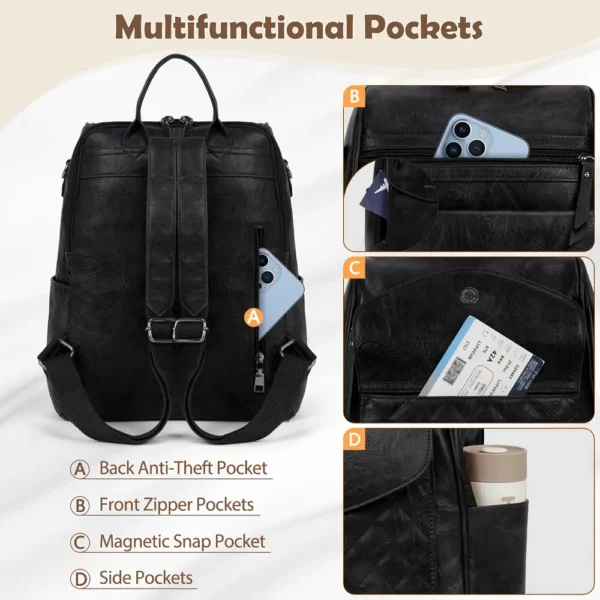 Sac à dos ordinateur femme convertible élégant imperméable style sac à main