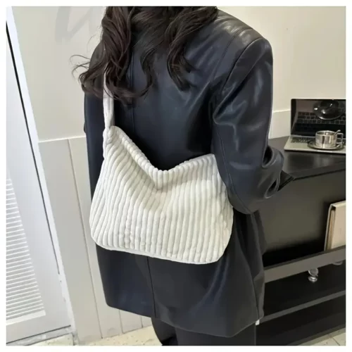 Sac bandoulière en velours côtelé pour femme – design élégant avec zip sécurisé