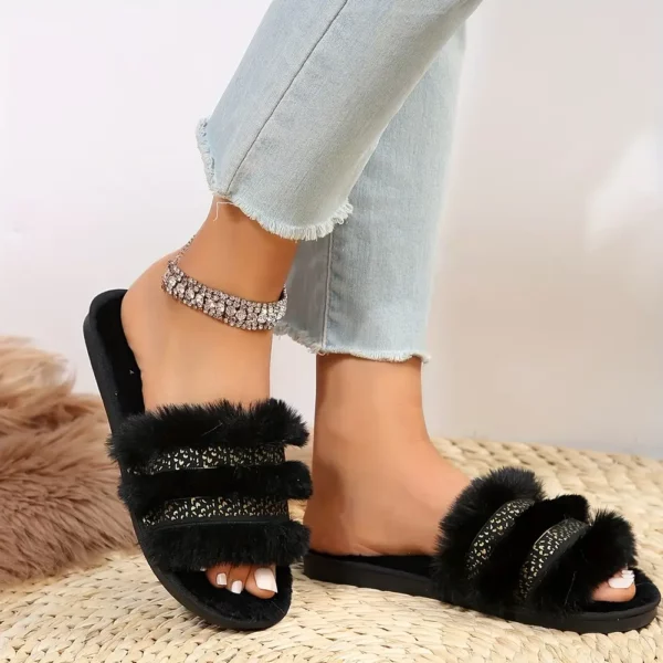 Chaussons femme en fausse fourrure – confort hiver doux et antidérapants
