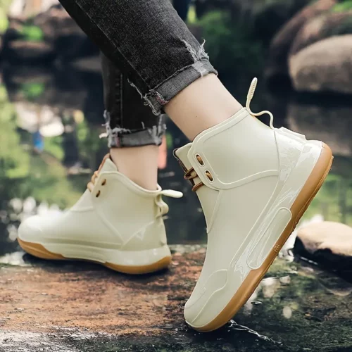Bottines de pluie femme en PVC antidérapantes – Semelle épaisse et style chic