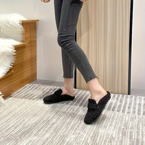 Chaussons femme en fourrure douce – doublure polaire chaude pour l’hiver