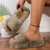 Chaussons femme en fausse fourrure douce – semelle épaisse confort intérieur