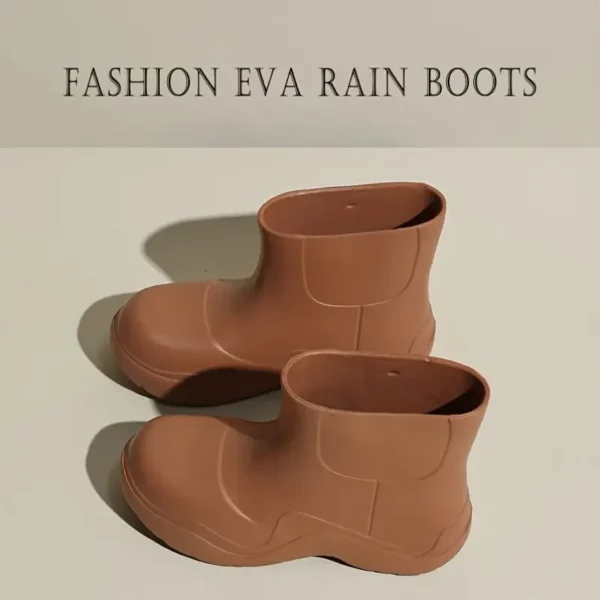Bottes de pluie femme en caoutchouc – style chic à enfiler avec semelle épaisse