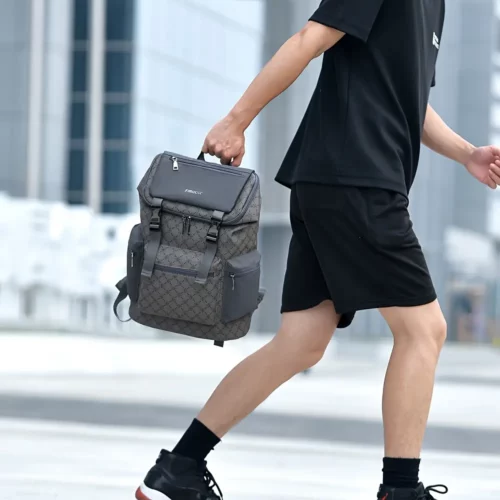 Sac à dos vintage femme en cuir rayé – Élégant et idéal pour ordinateur portable
