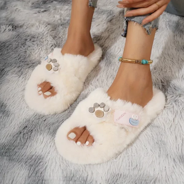 Chaussons femme en peluche – mocassins fourrés avec soutien voûte plantaire