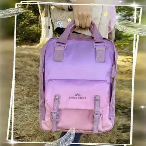Sac à dos léger multicolore style macaron – sacoche urbaine femme unisexe