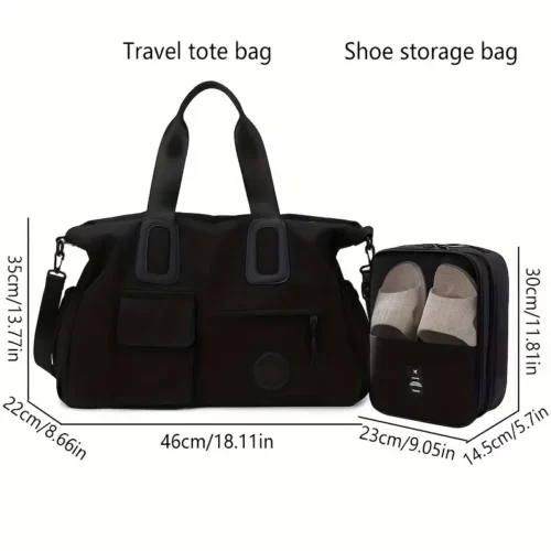 Sac week-end femme multi-compartiments – bandoulière amovible et poche PC