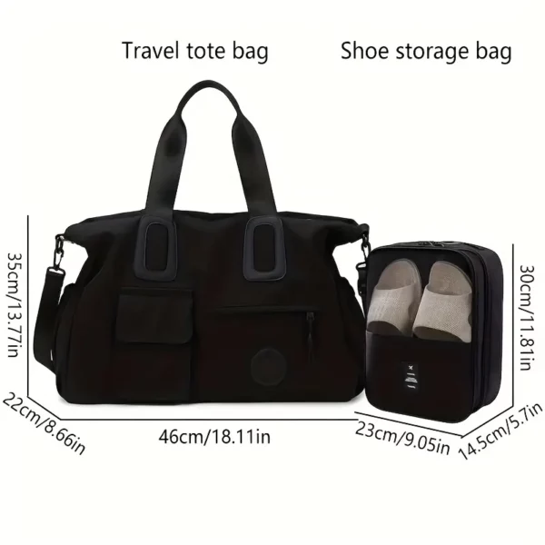 Sac week-end femme multi-compartiments – bandoulière amovible et poche PC
