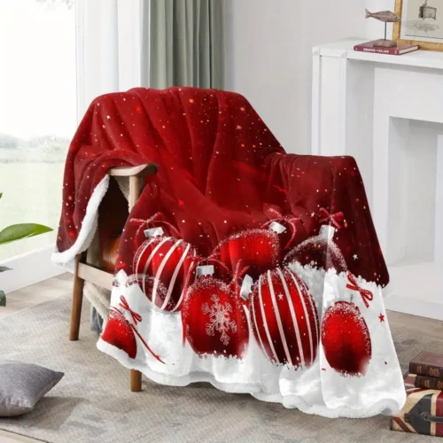Plaid de Noël doux et confortable – couverture polaire à motif festif chaleureux