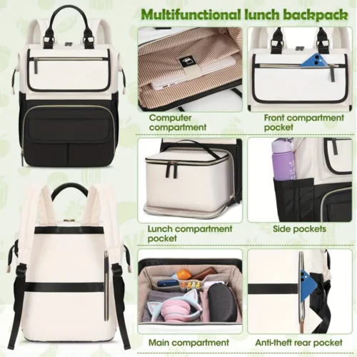 Sac à dos ordinateur avec compartiment repas isolé – polyvalent travail et voyage