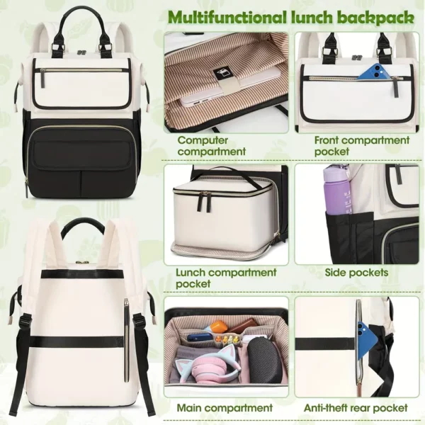 Sac à dos ordinateur avec compartiment repas isolé – polyvalent travail et voyage