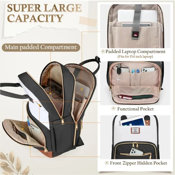 Sac à dos femme élégant pour ordinateur – compartiments multiples et léger