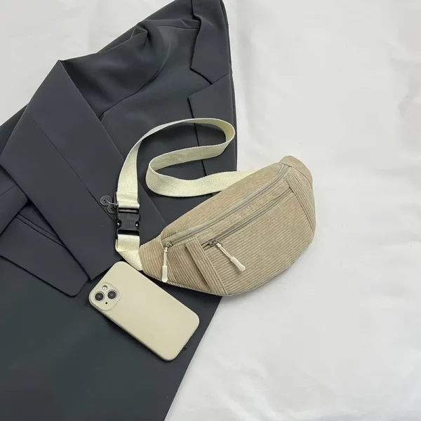 Sac banane femme en velours côtelé – design unisexe léger et résistant