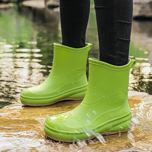Bottes de pluie femme en caoutchouc avec semelle EVA – style chic à enfiler