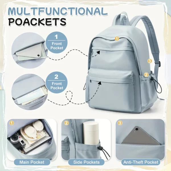 Sac à dos femme nylon ultra léger – compartiments multiples ville et quotidien