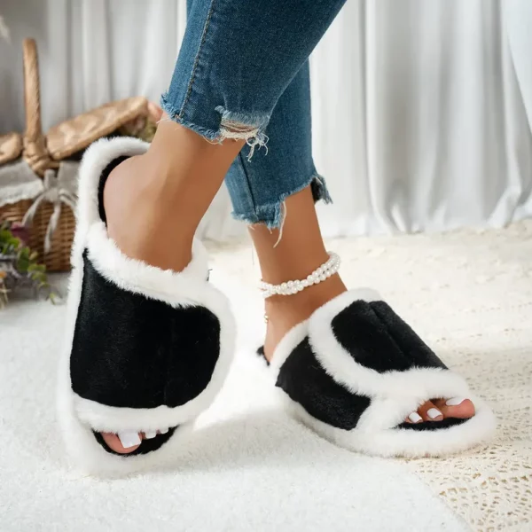 Chaussons femme en fausse fourrure douce – intérieur molletonné et semelle antidérapante
