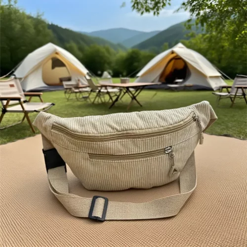 Sac banane femme en velours côtelé – style décontracté avec sangle réglable
