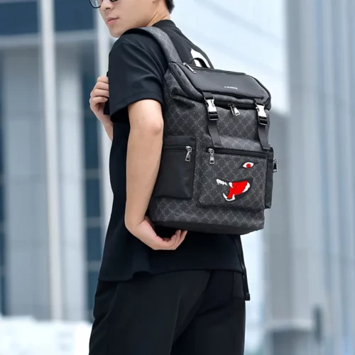 Sac à dos vintage femme en cuir rayé – Élégant et idéal pour ordinateur portable