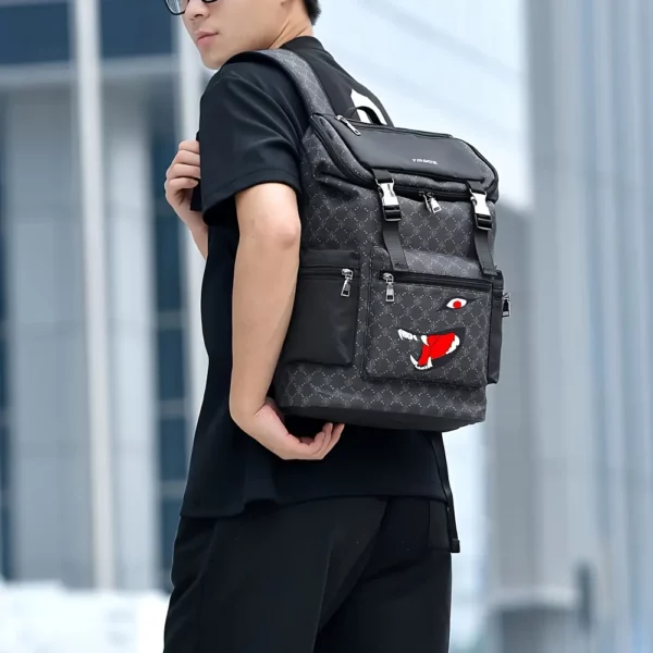 Sac à dos vintage femme en cuir rayé – Élégant et idéal pour ordinateur portable