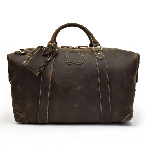 Sac weekend femme en cuir véritable style vintage – sac de voyage élégant