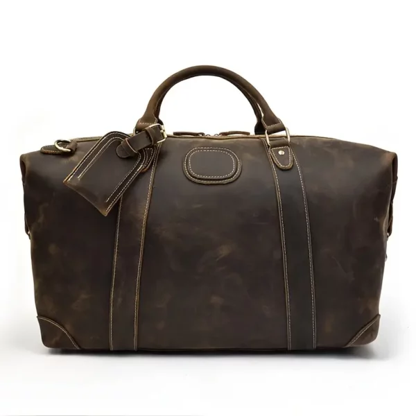 Sac weekend femme en cuir véritable style vintage – sac de voyage élégant